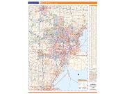 Detroit, MI Vicinity <br /> Wall Map Map