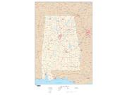 Alabama  <br />with Roads <br /> Wall Map Map