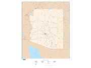 Arizona  <br />with Roads <br /> Wall Map Map