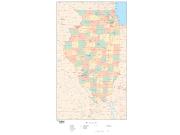 Illinois  <br />with Counties <br /> Wall Map Map