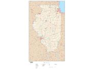 Illinois  <br />with Roads <br /> Wall Map Map