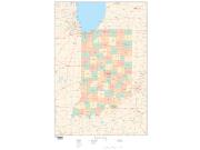 Indiana  <br />with Counties <br /> Wall Map Map