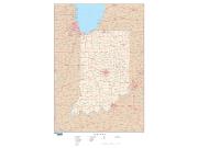 Indiana  <br />with Roads <br /> Wall Map Map