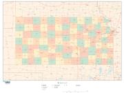 Kansas  <br />with Counties <br /> Wall Map Map