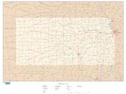Kansas  <br />with Roads <br /> Wall Map Map