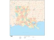 Louisiana  <br />with Counties <br /> Wall Map Map