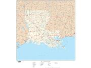 Louisiana  <br />with Roads <br /> Wall Map Map