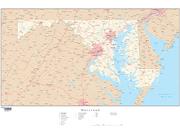 Maryland  <br />with Roads <br /> Wall Map Map