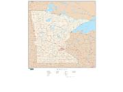 Minnesota  <br />with Roads <br /> Wall Map Map