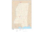Mississippi  <br />with Roads <br /> Wall Map Map
