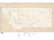 Montana  <br />with Roads <br /> Wall Map Map