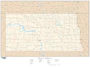 North Dakota  <br />with Roads <br /> Wall Map Map