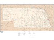 Nebraska  <br />with Roads <br /> Wall Map Map