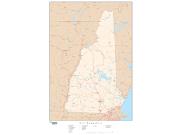 New Hampshire  <br />with Roads <br /> Wall Map Map