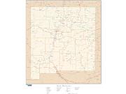 New Mexico  <br />with Roads <br /> Wall Map Map