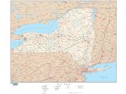New York  <br />with Roads <br /> Wall Map Map