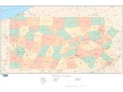 Pennsylvania  <br />with Counties <br /> Wall Map Map