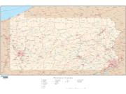 Pennsylvania  <br />with Roads <br /> Wall Map Map