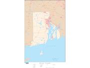 Rhode Island  <br />with Roads <br /> Wall Map Map