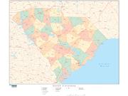 South Carolina  <br />with Counties <br /> Wall Map Map