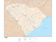 South Carolina  <br />with Roads <br /> Wall Map Map