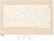 South dakota  <br />with Roads <br /> Wall Map Map