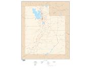 Utah  <br />with Roads <br /> Wall Map Map