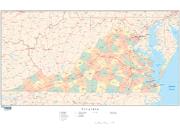 Virginia  <br />with Counties <br /> Wall Map Map