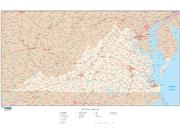 Virginia  <br />with Roads <br /> Wall Map Map
