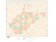 West Virginia  <br />with Counties <br /> Wall Map Map