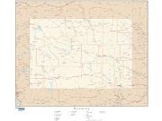 Wyoming  <br />with Roads <br /> Wall Map Map