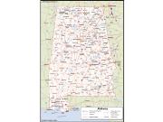 Alabama <br /> Wall Map <br />with Counties Map