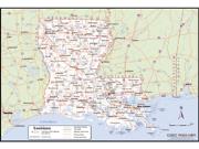 Louisiana <br /> Wall Map <br />with Counties Map