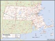 Massachusetts <br /> Wall Map <br />with Counties Map