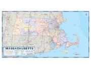 Massachusetts Counties <br /> Wall Map Map