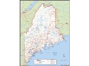 Maine <br /> Wall Map <br />with Counties Map