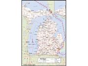Michigan <br /> Wall Map <br />with Counties Map