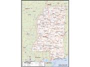 Mississippi <br /> Wall Map <br />with Counties Map