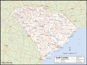South Carolina <br /> Wall Map <br />with Counties Map