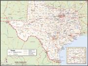 Texas <br /> Wall Map <br />with Counties Map