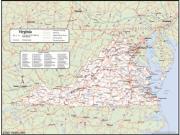 Virginia <br /> Wall Map <br />with Counties Map