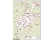 West Virginia <br /> Wall Map <br />with Counties Map