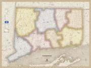 Connecticut <br />Antique <br /> Wall Map Map
