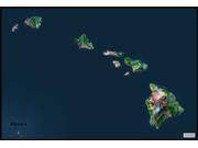 Hawaii <br /> Satellite <br /> Wall Map Map