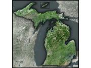 Michigan <br /> Satellite <br /> Wall Map Map