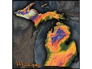 Michigan Topo <br /> Wall Map Map