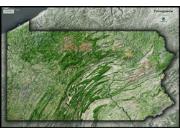 Pennsylvania <br /> Satellite <br /> Wall Map Map