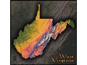 West Virginia Topo <br /> Wall Map Map