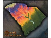 South Carolina Topo <br /> Wall Map Map