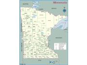 Minnesota <br />County Outline <br /> Wall Map Map